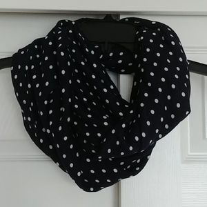 Navy blue with white poka dots infinity scarf